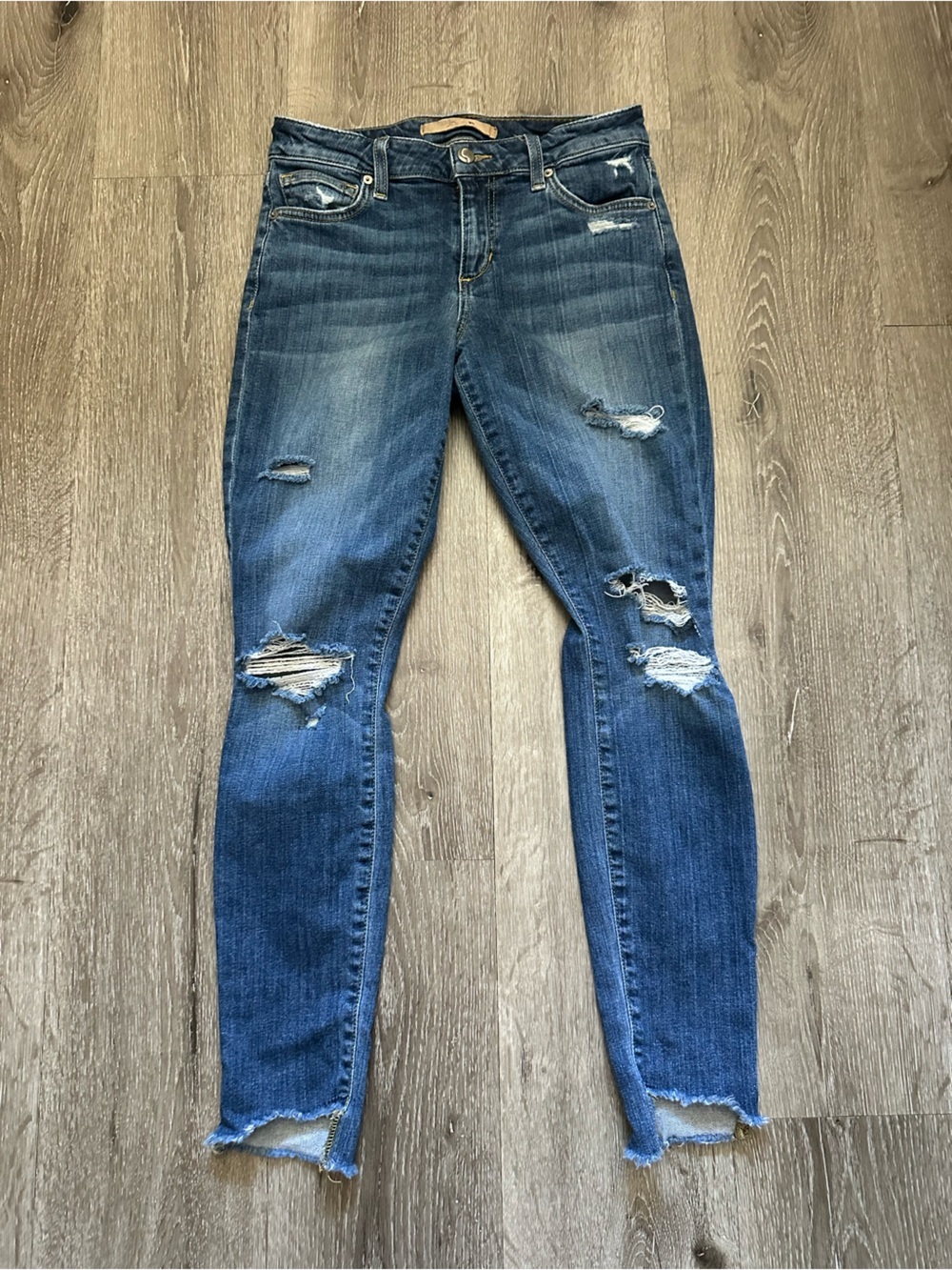 Joe's Jeans Medium Blue Distressed Skinny Jeans